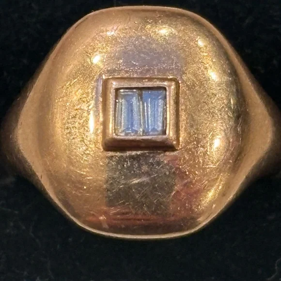 14k Rose Gold Signet Ring with Diamonds - Picture 4 of 10